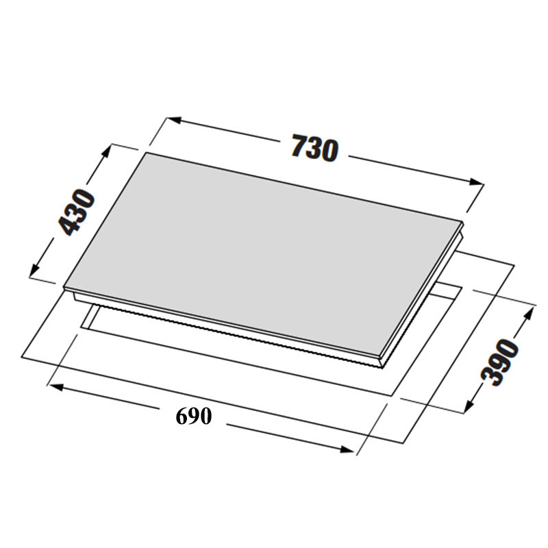 Kích thước lắp đặt Bếp điện từ đôi Canzy CZ BMIX309HN