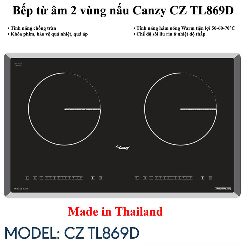 Bếp từ âm 2 vùng nấu Canzy CZ TL869D