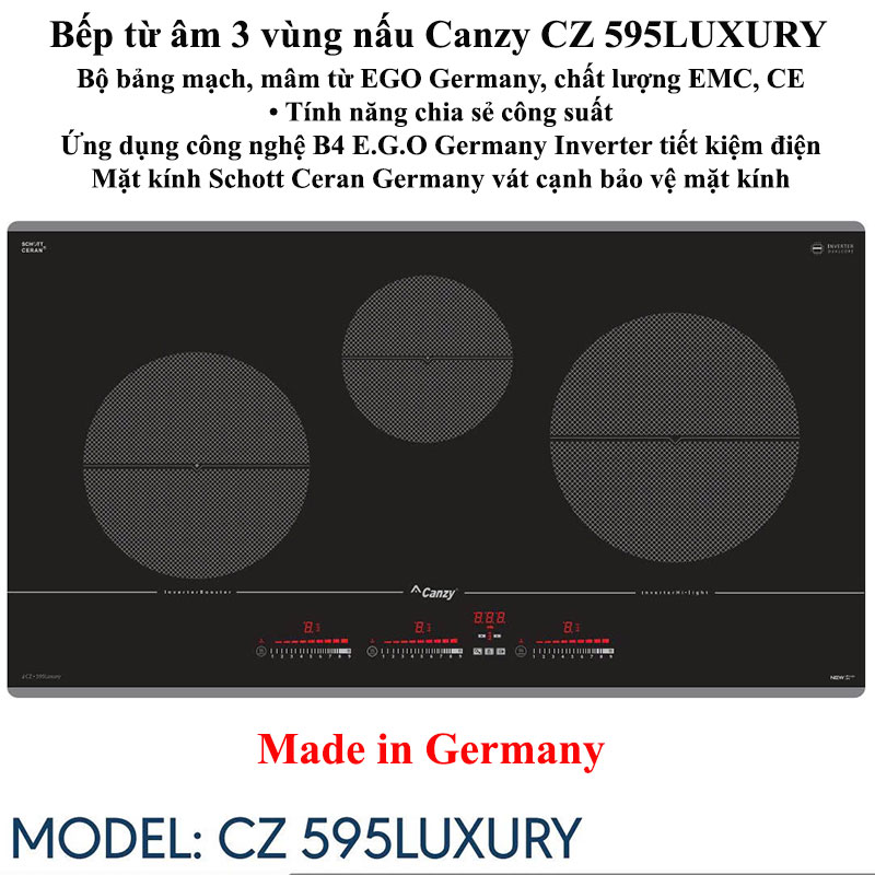 Bếp từ âm 3 vùng nấu Canzy CZ 595LUXURY