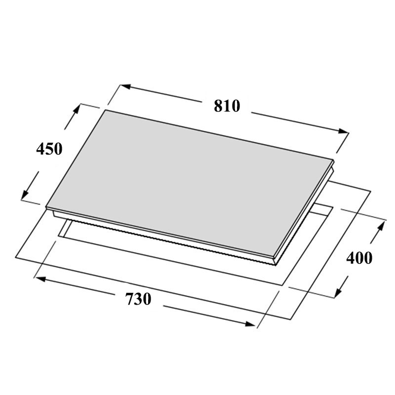 Kích thước lắp đặt Bếp từ âm 3 vùng nấu Canzy CZ 595LUXURY
