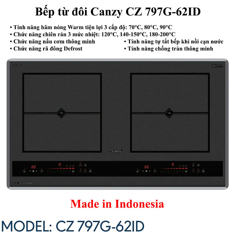 Bếp từ đôi Canzy CZ 797G-62ID