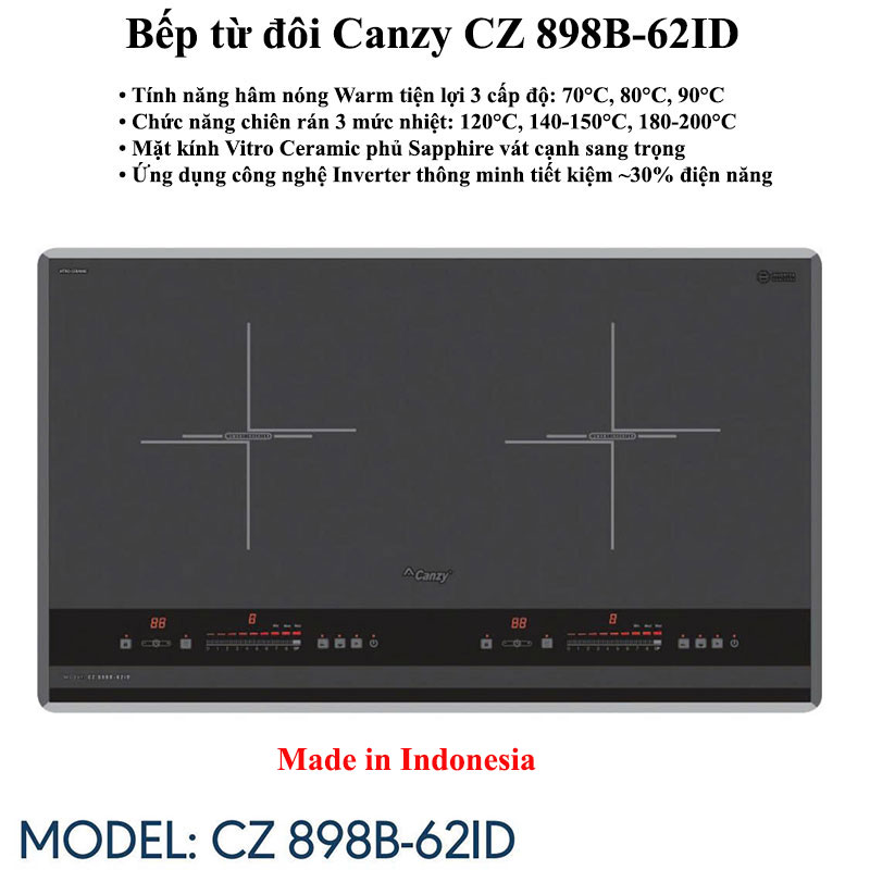 Bếp từ đôi Canzy CZ 898B-62ID