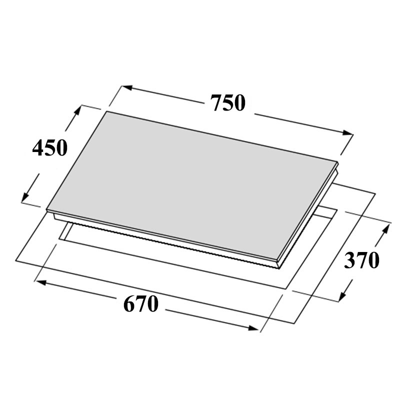 Kích thước lắp đặt Bếp từ đôi Canzy CZ 898DP