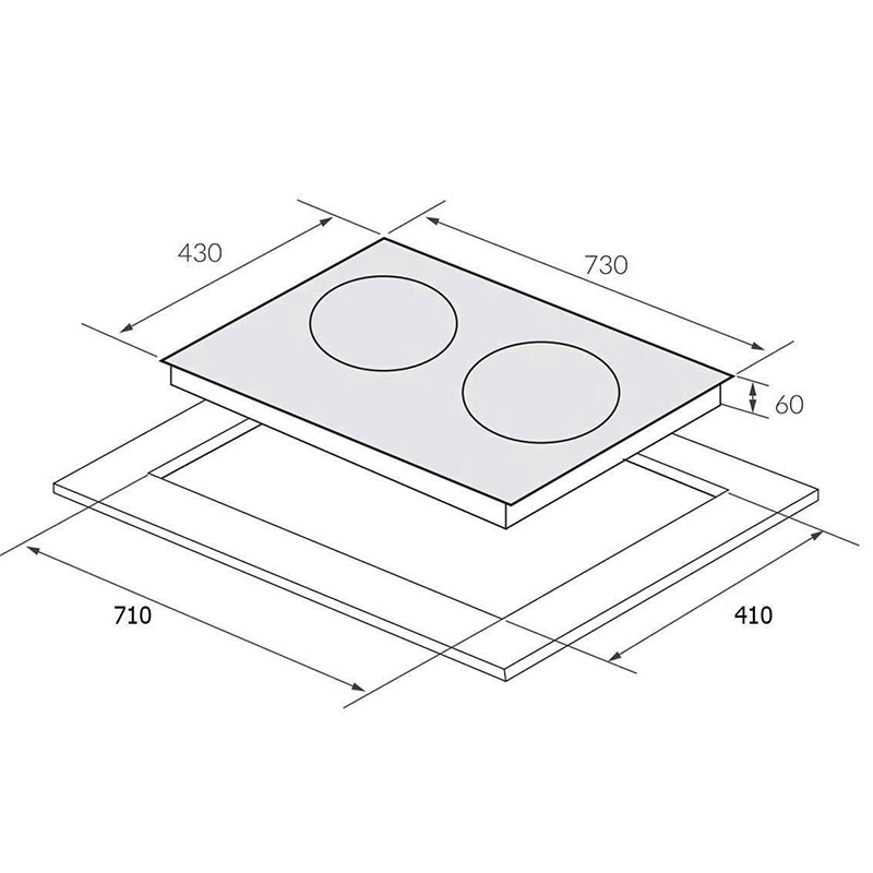 Kích thước Bếp từ đôi Canzy CZ 9979 GRH