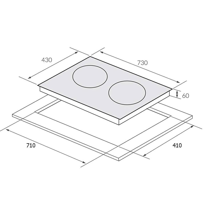 Kích thước Bếp từ đôi Canzy CZ 9979 GRT