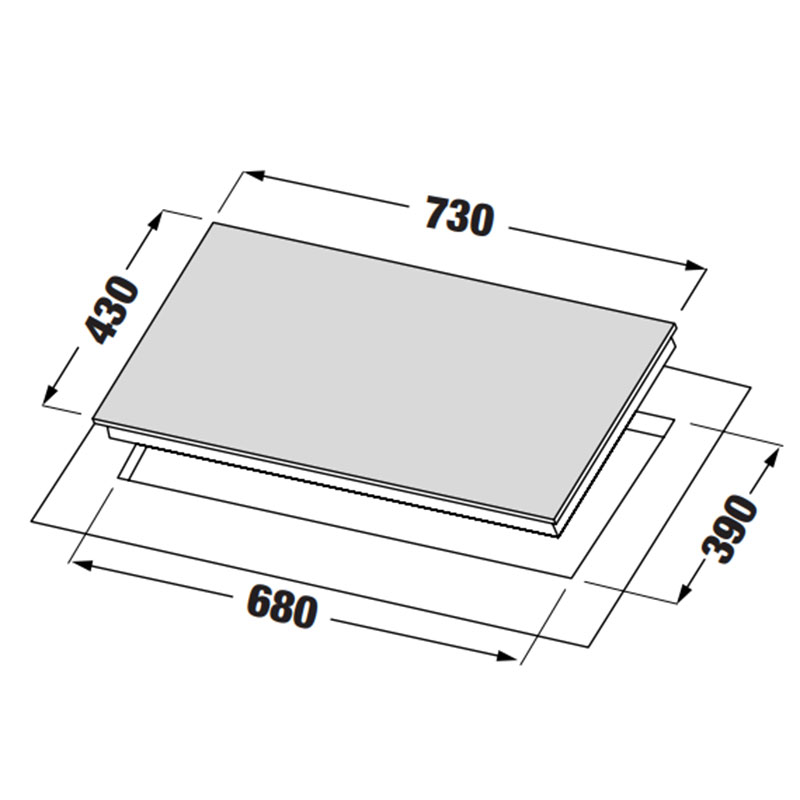 Kích thước lắp đặt Bếp từ đôi Canzy CZ ID 077EU
