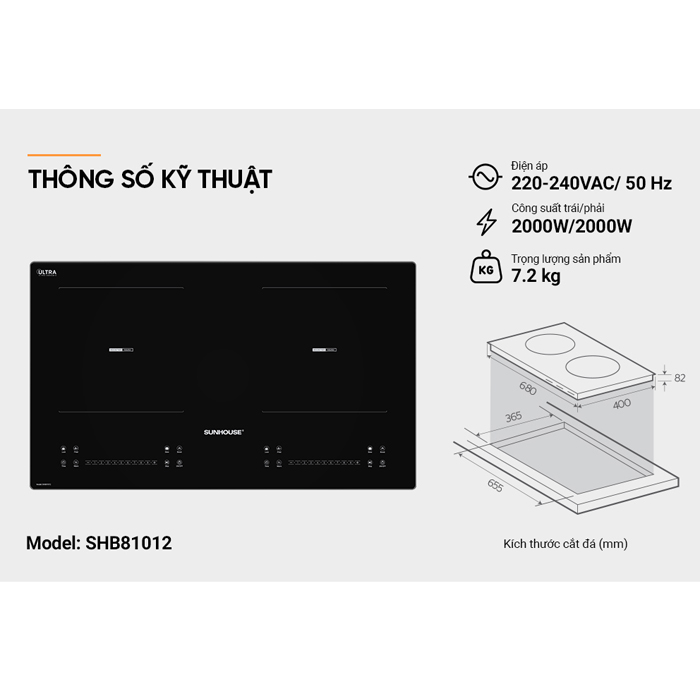 Bếp từ đôi Sunhouse SHB81012