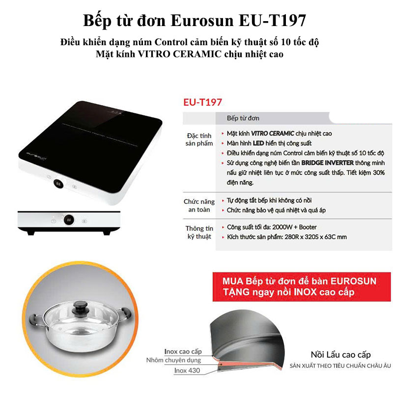 Bếp từ đơn Eurosun EU-T197