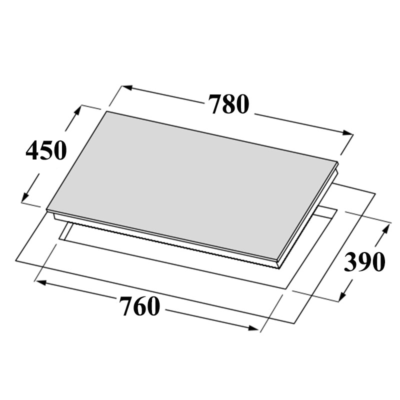 Kích thước lắp đặt Bếp từ hồng ngoại âm 3 vùng nấu Canzy CZ-ML86GB