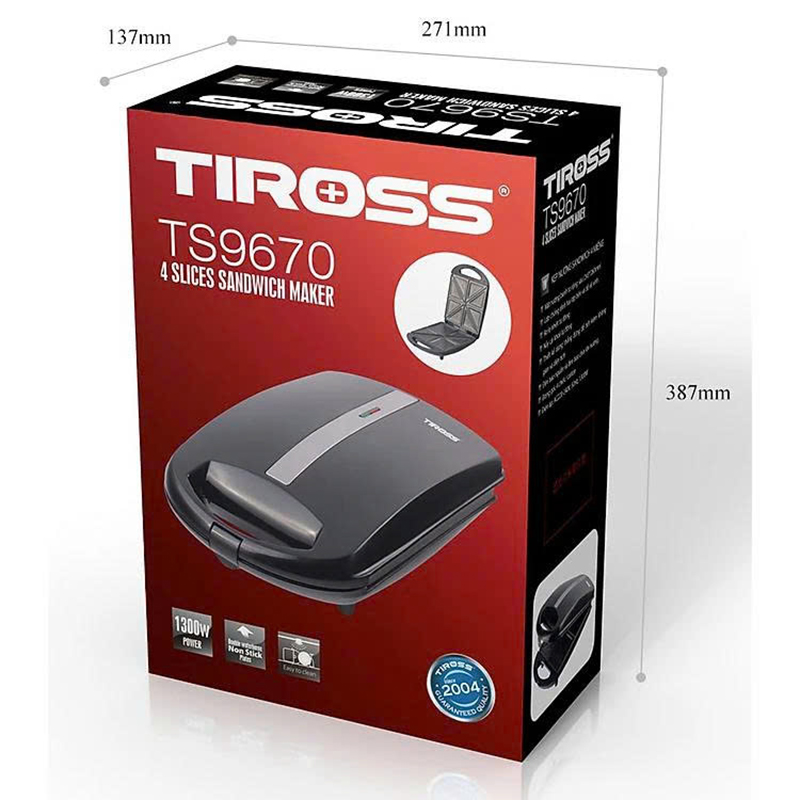 Kích thước đóng gói Kẹp nướng bánh sandwich Tiross TS9670
