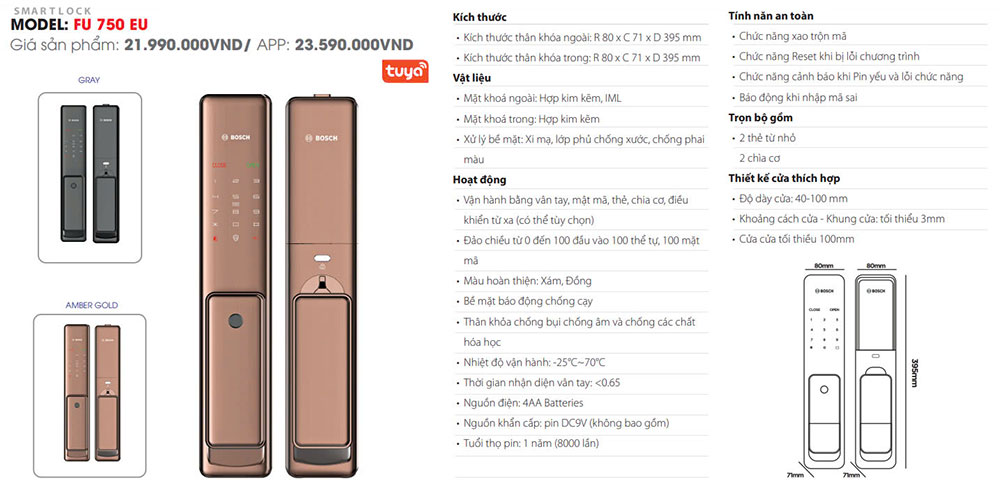 Khóa cửa thông minh Bosch FU 750 EU