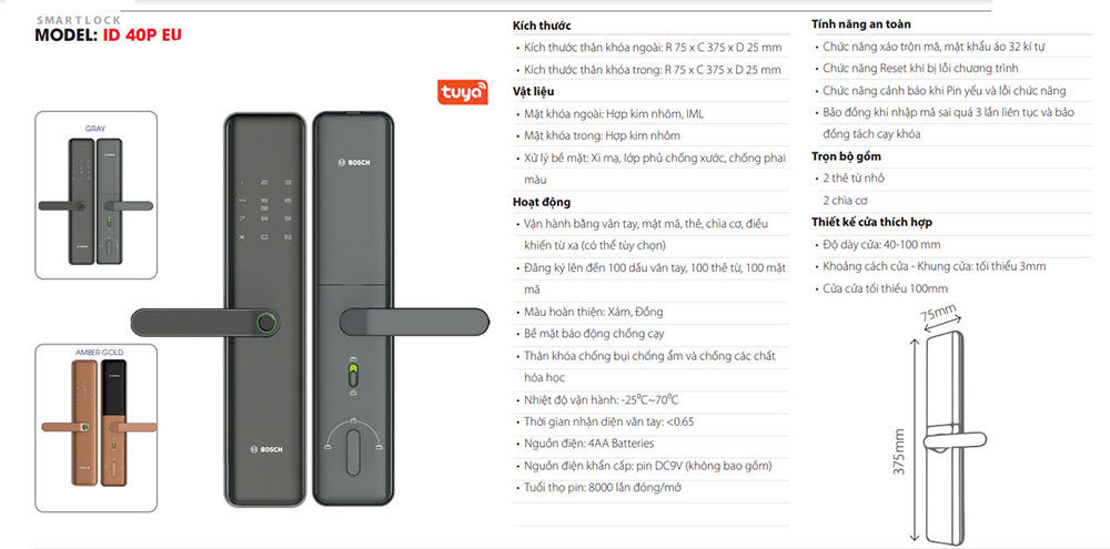 Khóa cửa vân tay Bosch ID 40P EU