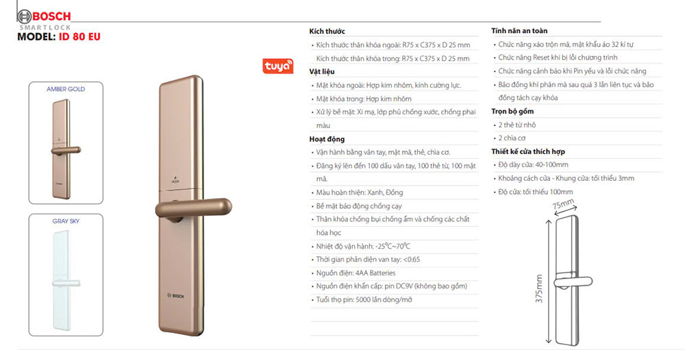 Khóa cửa vân tay Bosch ID 80 EU