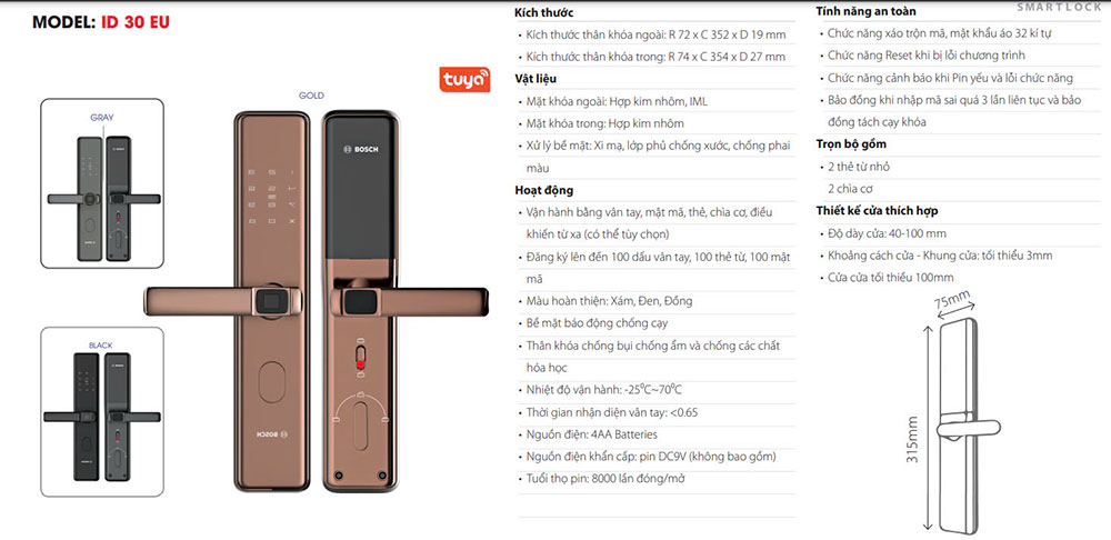 Khóa cửa vân tay Bosch ID 30 EU