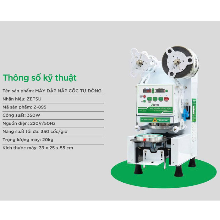 Máy dập nắp cốc tự động Zetsu ZT-895
