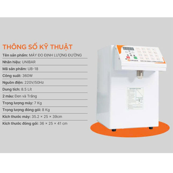 Máy đo định lượng đường Unibar UB-18 16 mức 8.5 lít
