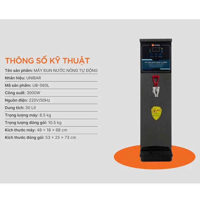 Máy đun nước nóng tự động Unibar UBSK-60L