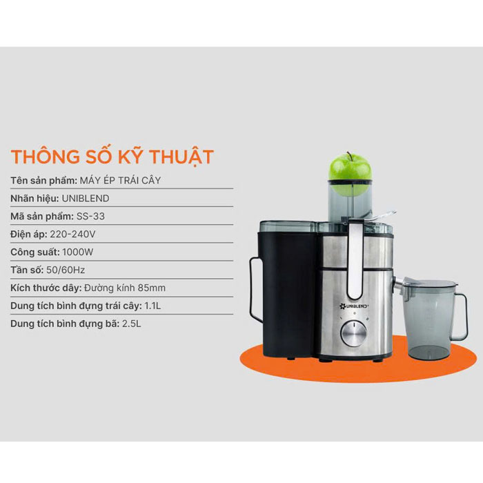 Máy ép nhanh Uniblend USS-33 1000W