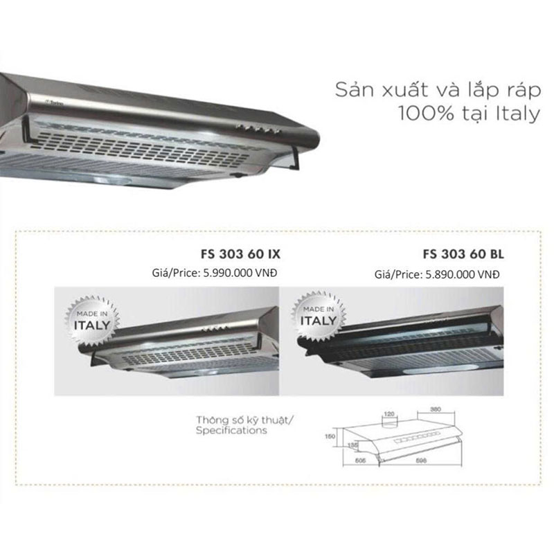 Máy hút mùi Torino FS 303 60BL
