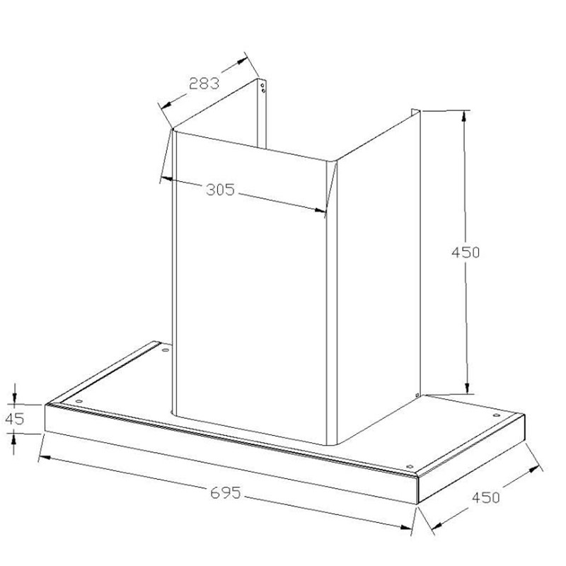 kích thước lắp đặt Máy hút mùi chữ T Canzy CZ 399SMART