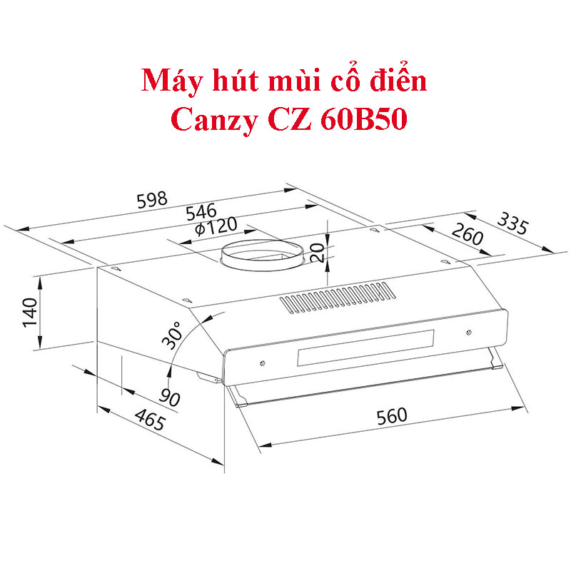 Thông số Máy hút mùi cổ điển Canzy CZ 60B50