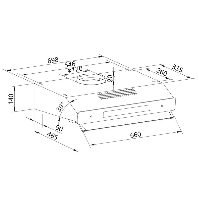 Kích thước Máy hút mùi cổ điển Canzy CZ 70I50