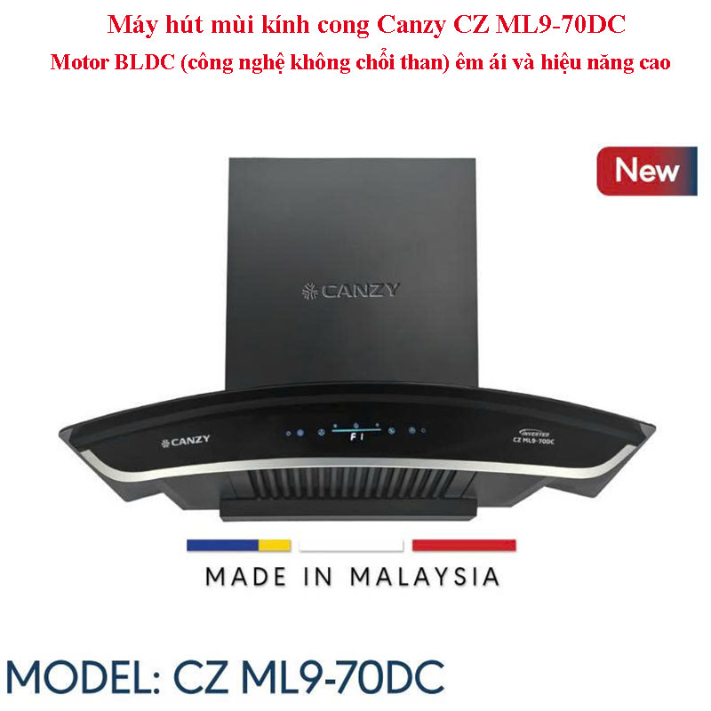 Máy hút mùi kính cong Canzy CZ ML9-70DC
