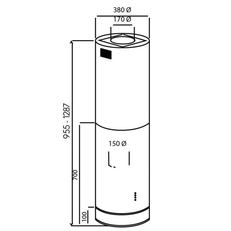 Kích thước lắp đặt Máy hút mùi treo độc lập Canzy CZ 7038GBB