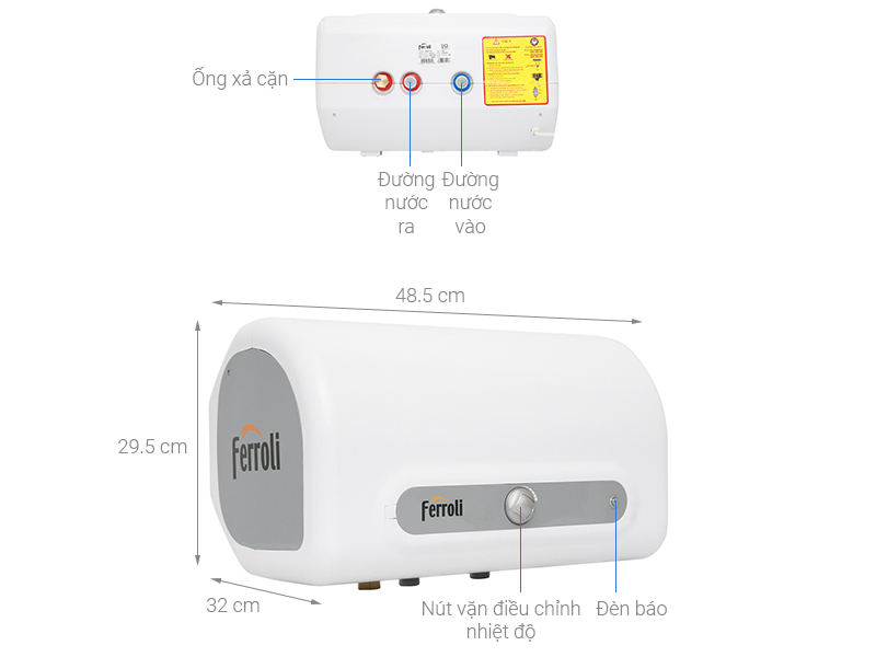 Máy tắm nước nóng gián tiếp Ferroli QQ EVO ME 15L