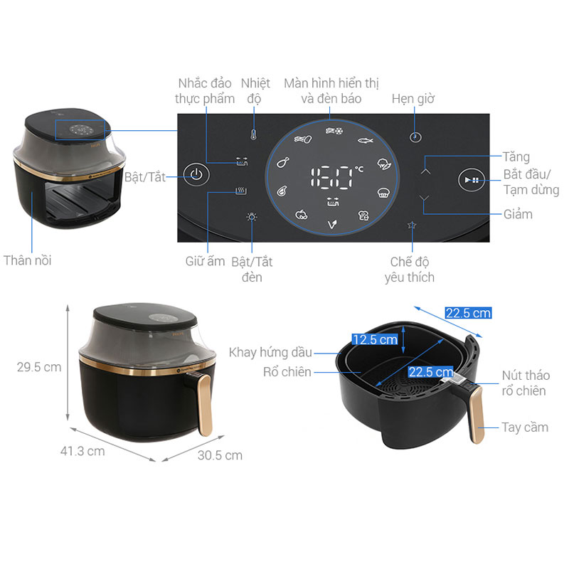 Nồi chiên không dầu Philips NA332/00 - 6,2 lít