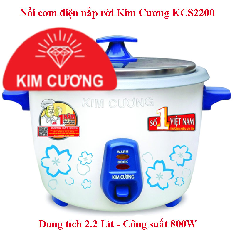 Nồi cơm điện nắp rời Kim Cương KCS2200 - 2.2 lít