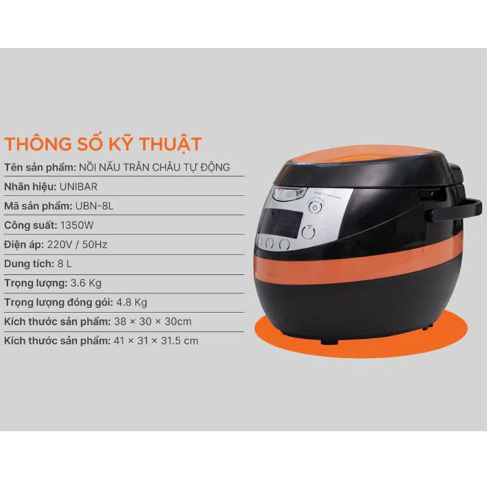 Nồi nấu trân châu tự động Unibar UBN-8L