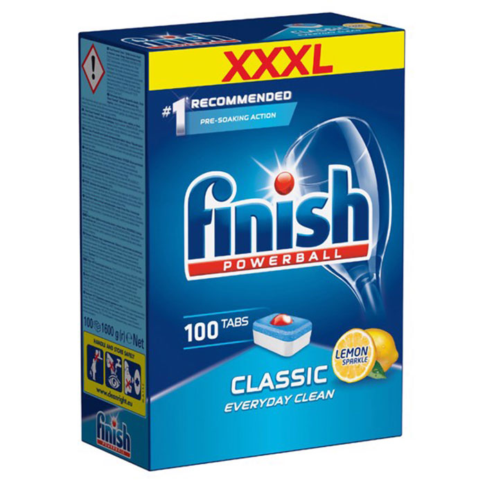 Hộp 100 viên rửa chén Finish Classic Dishwasher Tablets Lemon Sparkle QT025446