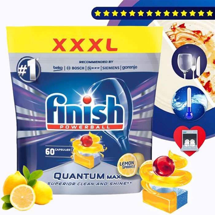 Finish Quantum Max Dishwasher Tablets Lemon Sparkle QT025460