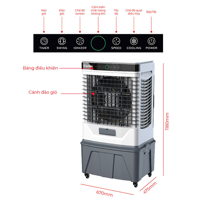 Quạt điều hòa Rapido Windy D 210W