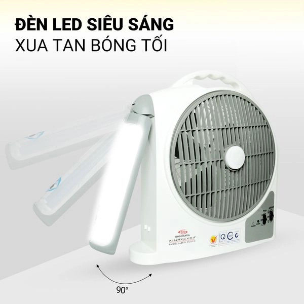 Quạt sạc tích điện 2 bình AC&DC 10 inch Honjianda