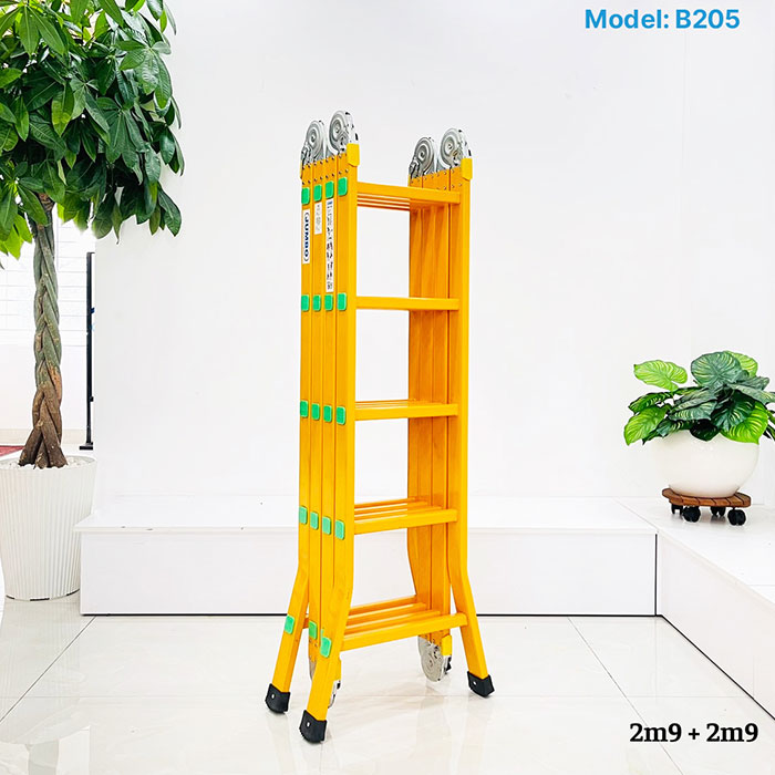 Thang nhôm gấp 4 đoạn Jumbo B205 (chữ A cao 2.9m)