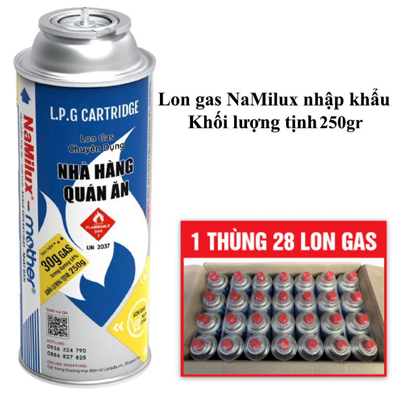 Thùng 28 Lon gas NaMilux nhập khẩu 250g