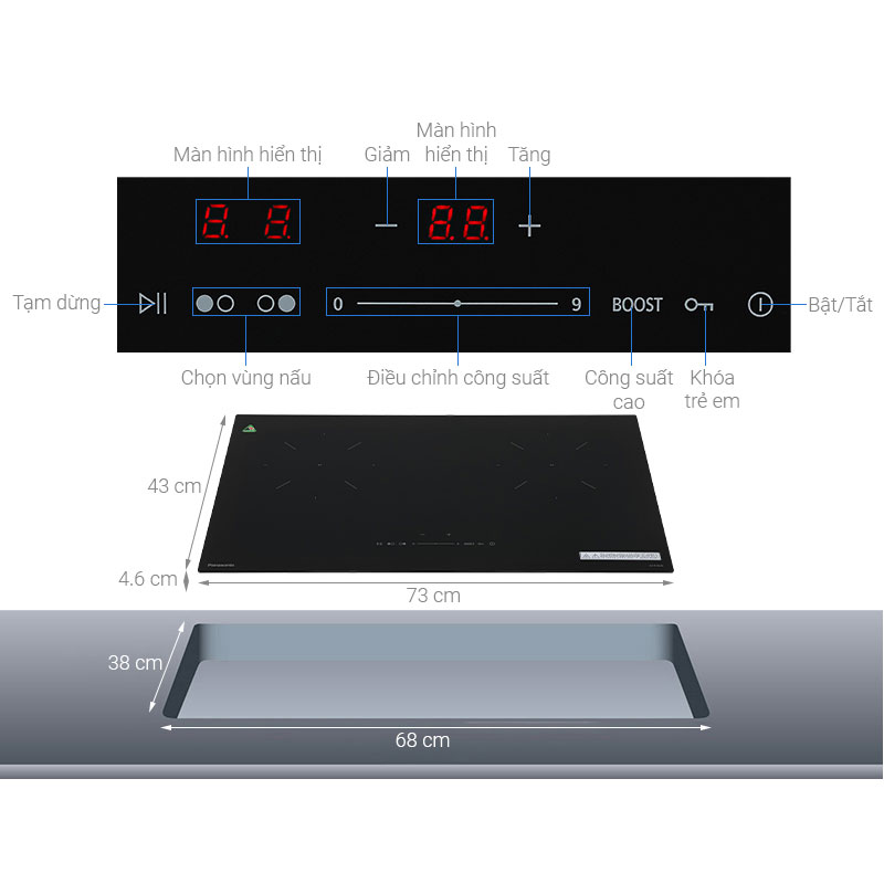 Bếp từ đôi Panasonic KY-R72AELYUE