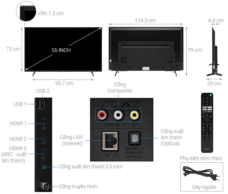 Google Tivi 4K 55 inch Sony KD-55X75K