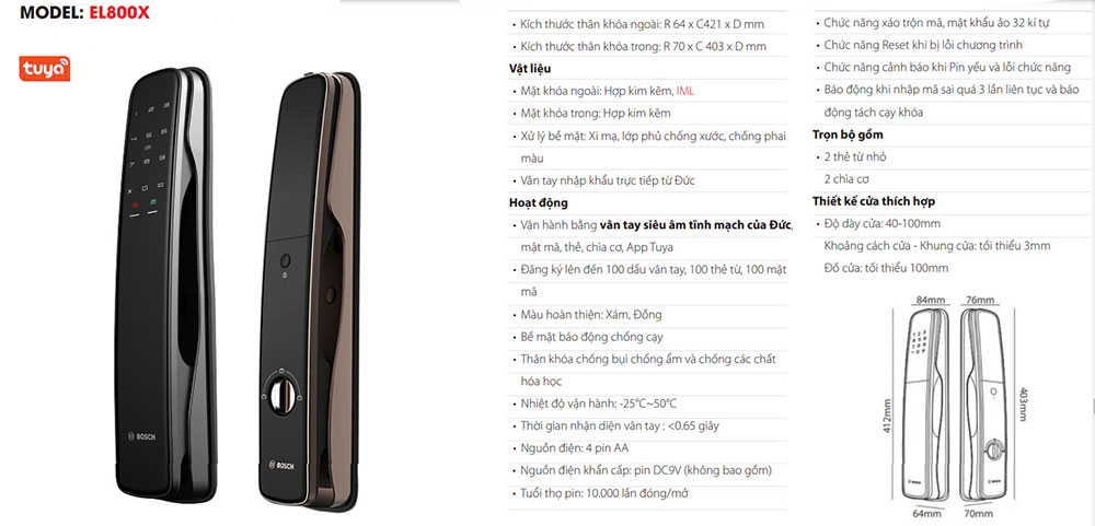 Khóa cửa thông minh Bosch EL800X