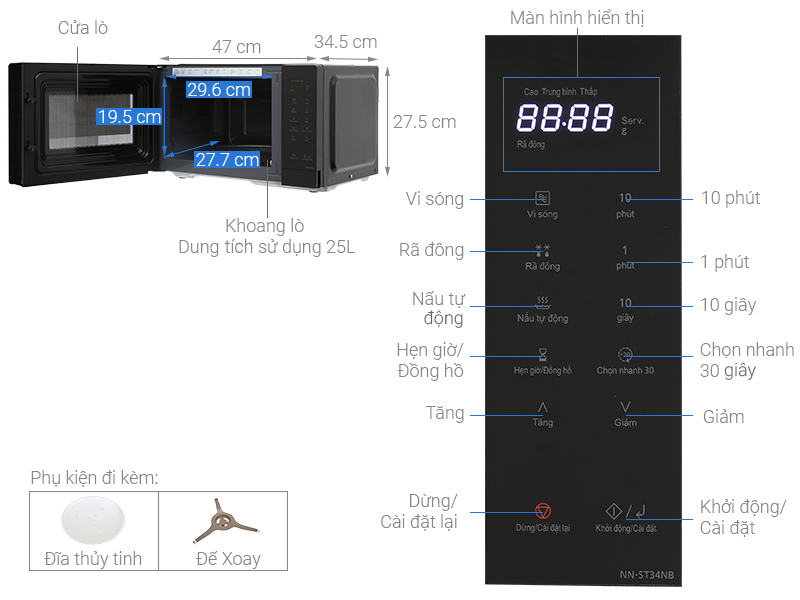 Lò vi sóng Panasonic NN-ST34NBYUE 25 lít