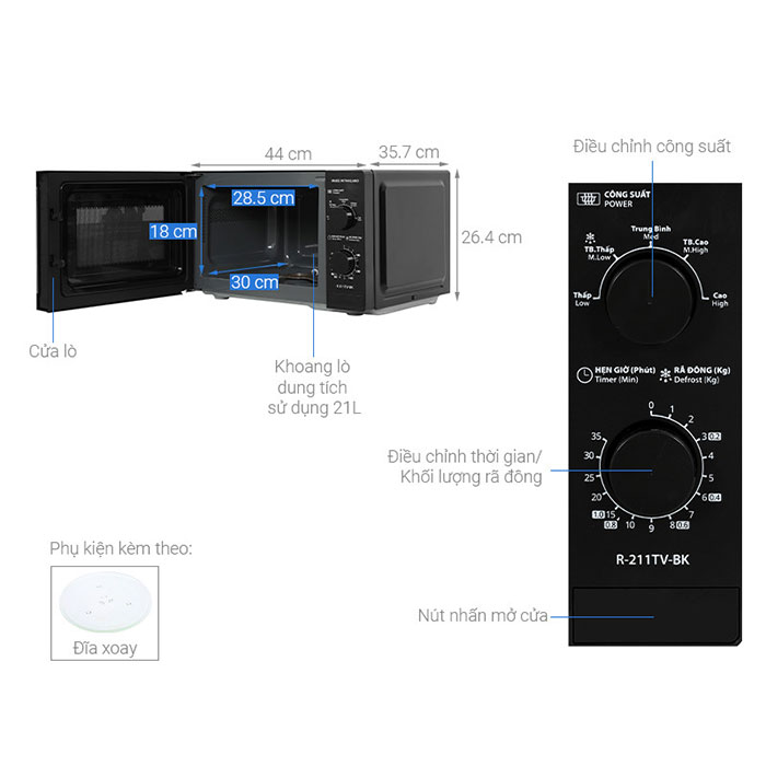 Lò vi sóng Sharp R-211TV-BK