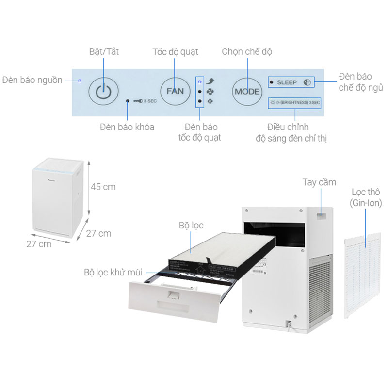 Máy lọc không khí Daikin MCQ30ZVM7-A 25W