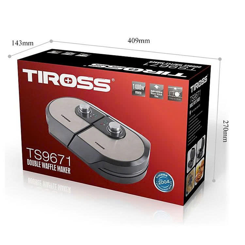 Kích thước đóng gói Máy nướng bánh đôi Waffe Tiross TS9671 - 1.400W