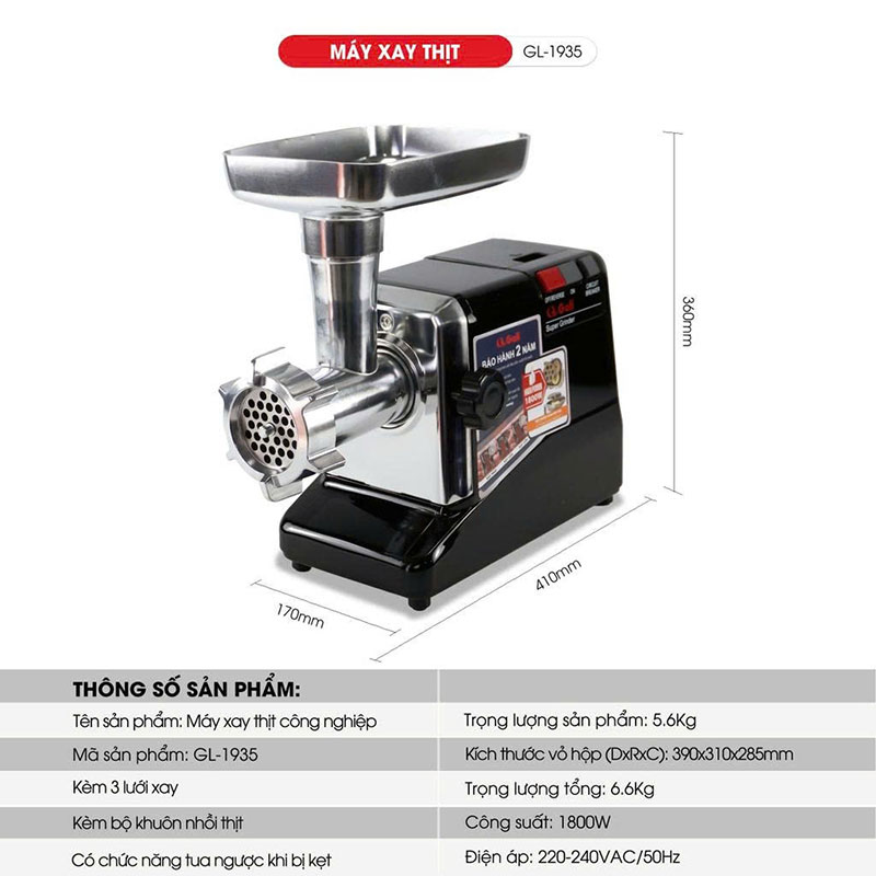 Máy xay thịt công nghiệp Gali GL-1935 1800W