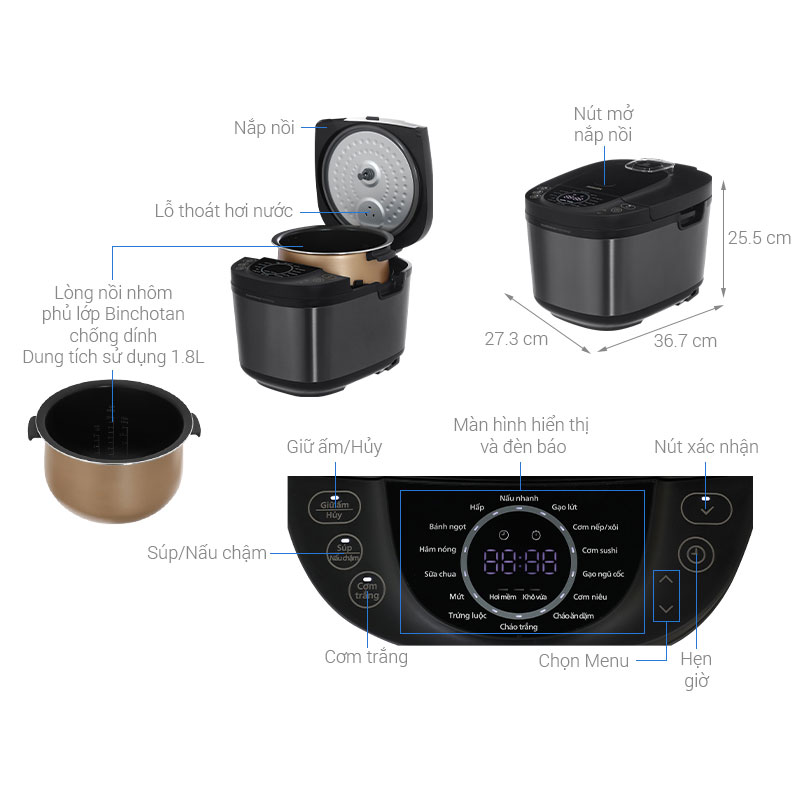 Nồi cơm điện tử Philips HD4814/31 - 1.8 lít
