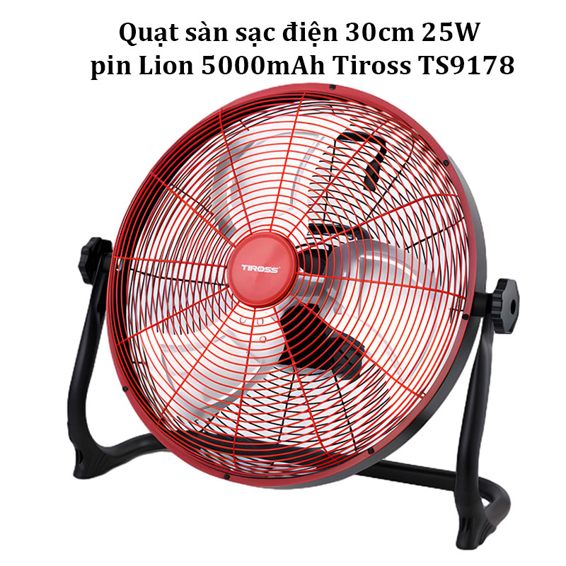 Quạt sàn sạc điện 30cm 25W pin Lion 5000mAh Tiross TS9178