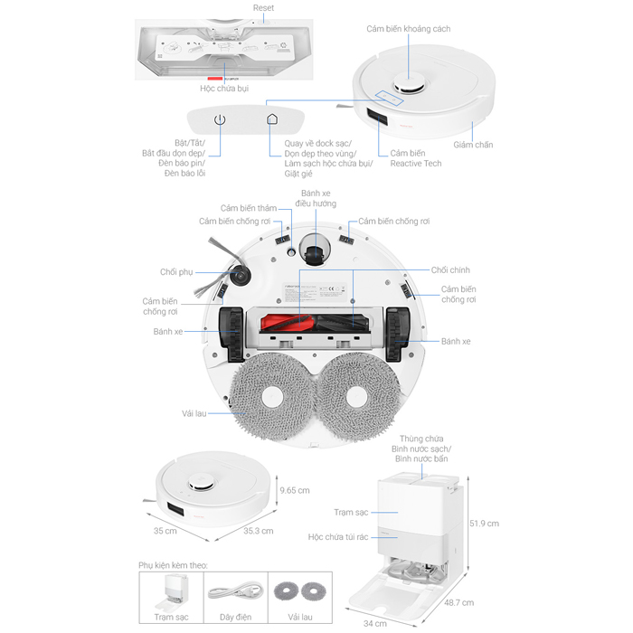 Robot hút bụi lau nhà Roborock Q Revo 5AE 12000Pa
