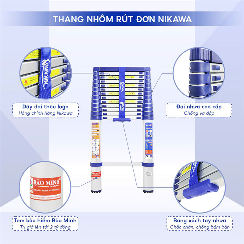 Thang nhôm rút đơn Nikawa NK-44 New